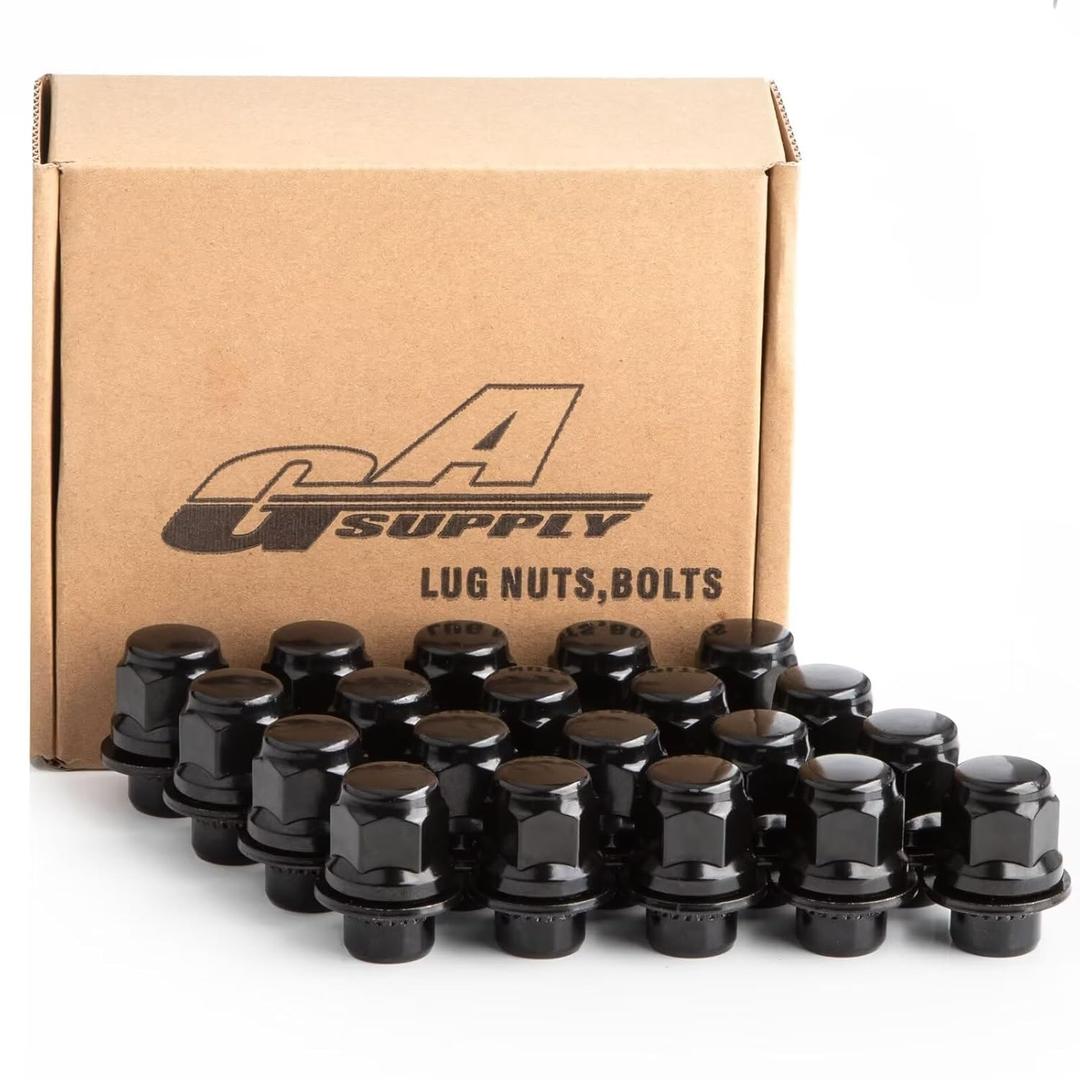 GAsupply Black M12x1.25 Lug Nuts, OEM Factory Style Replacement Mag Seat 12mmx1.25 Wheel Lug Nuts, 13/16" 21mm Hex, 1.46 Inch 37mm Length, 20pcs