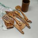 9 Piece Natural Teak Wooden Kitchen Utensil Set with Spoon Rest - Comfort Grip Cooking Spoons and Utensils Holder