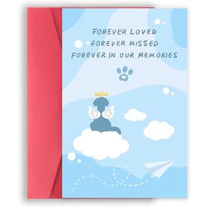 5 x Sympathy Card for Loss of Pet Dog, Dog Memorial Sympathy Gifts for Loss of Pet, Condolence Card for Doggy Lover, Bereavement Gifts Remembrance Dogs (Blue)