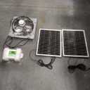 12" High Speed Solar Exhaust Fan for Greenhouse Equipped with Two 30W Solar Panel, with Battery and Smart Charging System. Applicable to Garages, Sheds, Attics, Storage Rooms, RVs