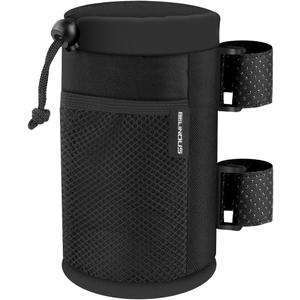 Scooter Cup Holder for 8-32oz Bottles, Wheelchair Walker Water Bottle Holder for UTV Roll Bar Bike e-Bike Golf Cart and Boat, Drink Holder with Net Pockets and Hook and Loop Straps (1 PC, Large)
