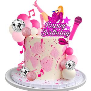 26 PCS Music Cake Toppers Pink Birthday Cake Topper and Disco Cake Topper for Music Birthday Decorations Supplies (1)