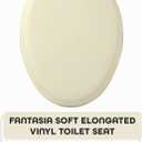 Soft Elongated Vinyl Toilet Seat, Bone - 19 Inch Soft Vinyl Cover with Comfort Foam Cushioning - Fits All Elongated Size Fixtures - Easy to Install Fantasia by Achim Home Decor