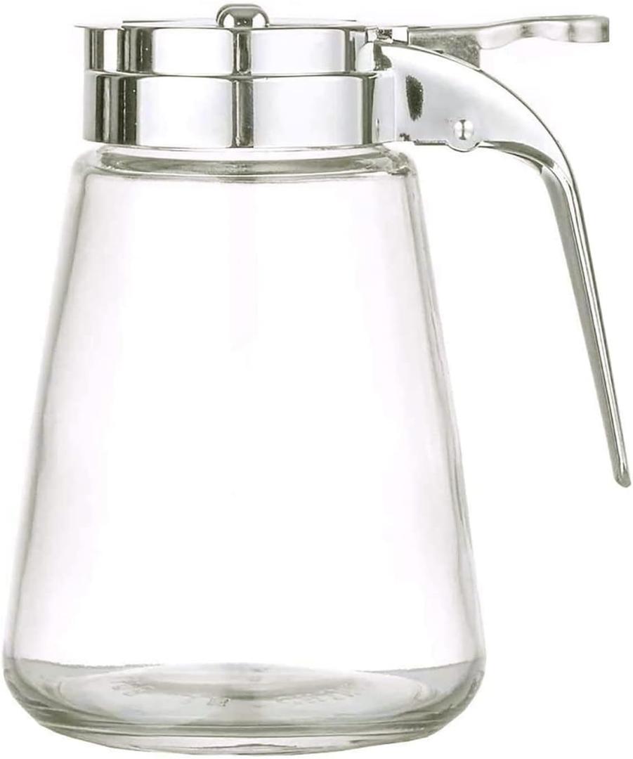 Diner Style Condiment Dispenser - Creamer, Sugar, & Honey Glass Dispenser with 10oz Capacity - Classic Diner Style Glassware - Great for Milk, Creamer, Sugar or Honey - Single Dispenser