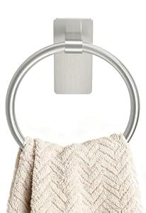STWWO Brushed Nickel Towel Ring, Hand Towel Holder for Bathroom, Self Adhesive Hand Towel Rings for Bath, Kitchen, RV, No Drill Hole