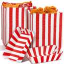 Yaomiao 100 Pcs Striped Paper Food Trays Carnival Paper Boats for Food Nacho Hot Dog Disposable Plates Disposable Serving Trays for Carnivals Fairs Festivals Picnics(Red)
