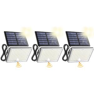 SUPERDANNY Solar Outside Lights with 113 Bright LEDs 7000K, Motion Sensor Outdoor Flood Lights Dusk to Dawn with 16ft Cable IP65 Waterproof, Security Light for Garden Barn Porch 3 Pack (Black)