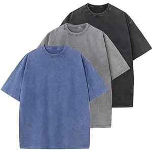 Men's Cotton T-Shirts Oversized Unisex Short Sleeves Casual Loose Wash Solid Basic Tee Tops XL
