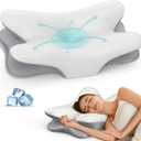 Cervical Neck Pillow for Pain Relief - Ergonomic Side Sleeper Pillow for Neck Support, Cooling Memory Foam Pillows for Sleeping, Contour Pillow Orthopedic Bed Pillow for Back Stomach Sleepers (Grey)