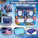 2-Person Inflatable Pool Floats Adult Heavy Duty, 71" x 61" Pool Lounger Float with Cup Holders & Backrest & Removable Insulated Cooler, Thickened Swimming Raft for Pool Party, Lake, Beach, River