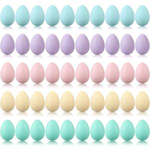 Beeveer 50 Pcs Plastic Easter Eggs Bulk for Easter Hunt 1.6 x 2.4 Inch Colorful Hanging Plastic Eggs for Basket Fillers Party Favor DIY Crafts Decoration (Pastel)