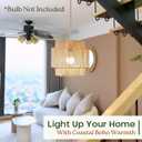 11.8" Boho Jute Plug in Pendant Light, Handwoven Natural Hanging Lamp Plug in with Dimmable Light Switch, Wicker Hanging Light Fixture for Bedroom Living Room Kitchen (No Bulb Included)