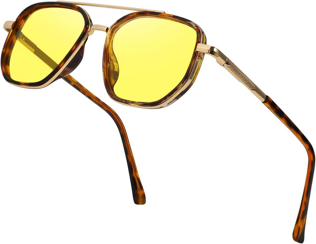 IGnaef Aviator Night Vision Glasses Polarized Anti Glare for Men Women Yellow Lens Nighttime Driving Glasses IF6002