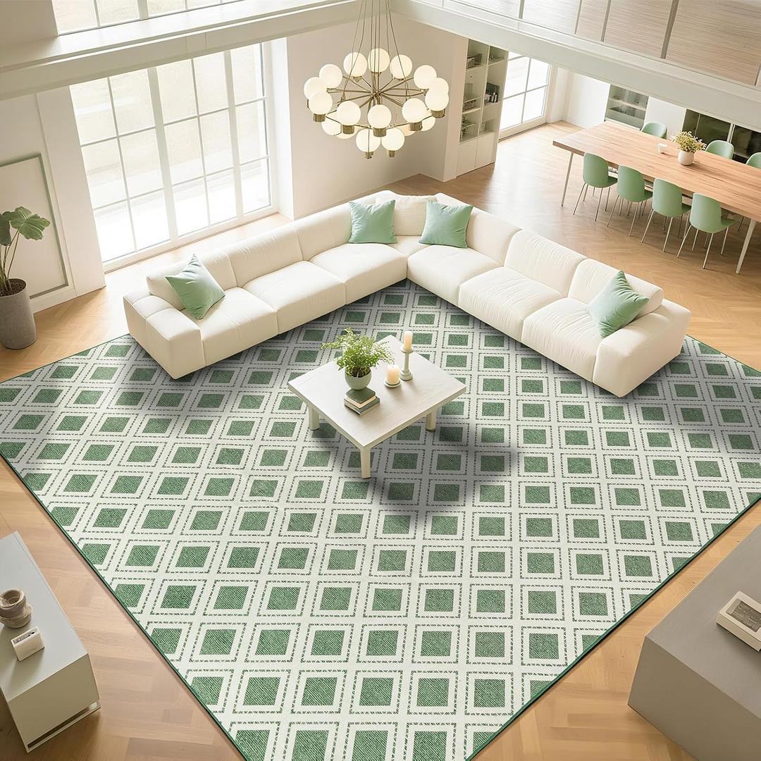 LBRO2M Machine Washable Rug Soft Pet Friendly Carpet 8X10 Green