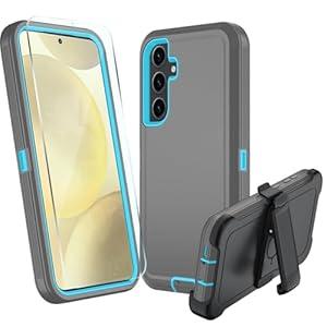 for Samsung Galaxy S24 FE 5G Case, S24 FE Heavy Duty case, [Belt Clip Holster] [Glass Screen Protector] [Military Grade Protective ] [Shockproof] [Dropproof] [Dust-Proof] (Black)