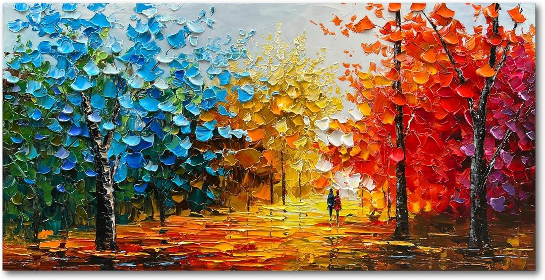 Natural Landscape Romantic Theme Modern Abstract Oil Painting Large Canvas Wall Decoration Art 24x48 Inches