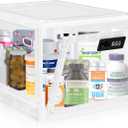 Medicine Lock Box for Safe Medication, Premium Material Lockable Storage Box Locking Organizer Bin with Combination Code for Fridge Food/Snacks/Phone/Tablet Jail/Home/Office Storage Lockers (Black)