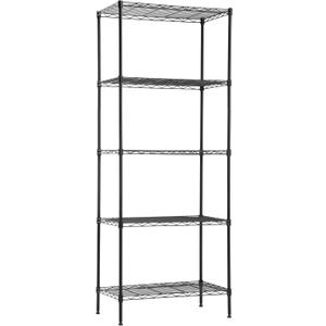 PayLessHere | 5-Tier Wire Shelf | 24"x14"x60" | Black | Adjustable Racks | Heavy-Duty Storage Shelves, Holds Upto 750 lbs | Rust-Resistant, No-Tool Assembly | for Home, Garage Shelving