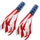 HOOSUN 4th of July Decorations,40 Inch American Flag Windsock,Wind Socks for Outside Heavy Duty,Patriotic Memorial Day Decor,USA Windsock With Embroidered Stars,Red White And Blue Wind Sock,2 Pack