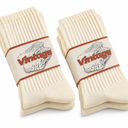DAUCO 2 Pairs Natural Cotton Socks for Women & Men - Crew, Seamless, Breathable, Off White, Size 10-15