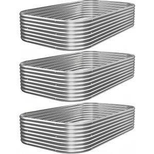 3 PCS 4x2ft Galvanized Raised Garden Bed Outdoor, Metal Garden Bed for Vegetables, Above Ground Garden Box for Flower, Steel Raised Beds for Gardening