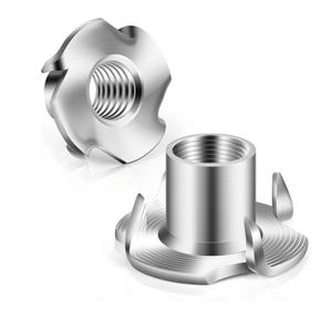 M10 T-Nuts 304 Stainless Steel, 4-Pronged Tee Nut for Wood, Rock Climbing Holds, Furniture, 25 PCS
