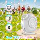 Automatic Bubble Machine for Kids & Toddlers, Rechargeable 15000+ Bubbles Per Minute with 90/360 Rotation & LED Light - Bubble Blower for Birthday Wedding Outdoor Party Gifts