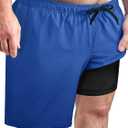 Arcweg Men's Big and Tall Swim Trunks Plus Size Swim Trunks Quick Dry Board Shorts with Compression Liner and Zipper Pockets 4XL, Dark Green
