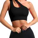 SweatyRocks Women's Sports Bras Cut Out One Shoulder Workout Yoga Bra Athletic Running Gym Crop Tops, L