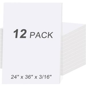 MYFAMIREA 12 Pack White Foam Board 24" x 36", 3/16" (5MM) Thick Board Poster Acid-Free Foam Core, Double Sided Foamboard Sheets for Projects, Art, Craft, Presentations and Wedding Signage