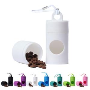Dog poop bag holder-2 in 1 Dog Waste Bag holder Comes with pet snack box for Leash Lightweight Pet Waste Bag Dispenser，Equipped with nylon rope and buckle (Excluding dog waste bag)(White) ﻿ Pack Of 5
