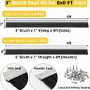 24 FT Garage Door Brush Seal Kit for 8'W X 8'H Doors, 3" High-Density Long Nylon Bristle with Pre-Drilled Aluminum Track, Complete Top and Side Weather Stripping for Roll Up & Sectional Doors
