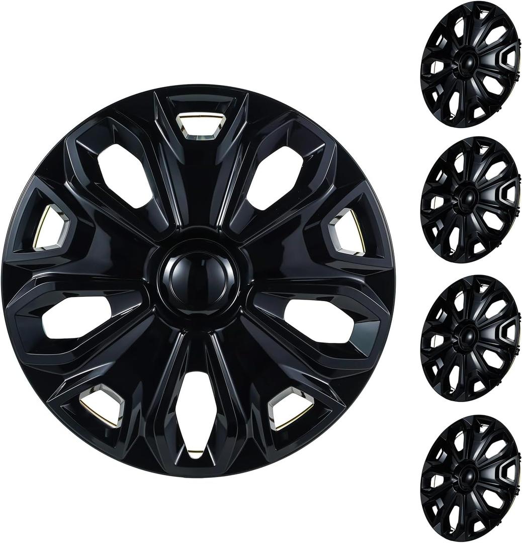 16 Inch Hubcaps Compatible with 2015-2023 Ford Transit 150 250 350 350HD Factory Steel Wheels, Snap-On Wheel Covers, Durable ABS Replacement Hubcaps Set of 4 (Black)