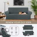 KEKUOU Stretch Loveseat Sofa Cover Slipcover,Couch Covers for 2 Cushion Couch Sofa (55"-78") Furniture Protector Sofa with Elastic Bottom for Kids,Dog. Jacquard Small Checked (Medium,Grey)