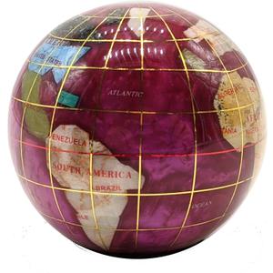 Unique Art 3-Inch Pink Pearl Swirl Ocean Gemstone World Globe Paper Weight