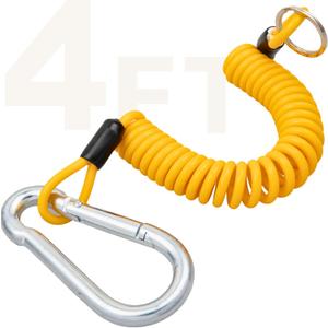 2 x MECMO 4ft Breakaway Trailer Cable Trailer Brake Safety Cable Heavy Duty Stainless Steel Spring Towing Coiled Wire, Replacement Trailer Break Away Switch Safety Lanyard for RV Trailer Emergency Camper