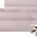 ROYALE LINENS 300 Thread Count 100% Long Staple Combed Cotton Sheet Set - 4 Piece Queen Bed Sheets - 1 Fitted, 1 Flat & 2 Pillow Cases - Soft Cool & Crisp Sheet Set (Queen, Lavender)