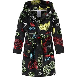 HDOBHIO Boys Girls Robes Kids Toddler Flannel Hooded Bathrobe Pajamas Sleepwear, Size: 13-14 Years