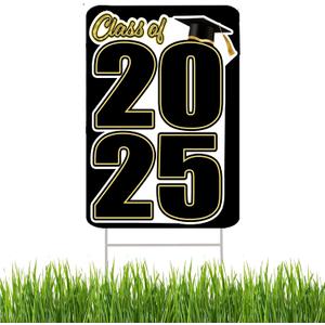 Congratulations Class of 2025 Graduation Yard Sign Home Decor Lawn Decoration With Stake Senior High School College Graduate Black Congratulations Class of 2025 Graduation Yard Sign Home Decor Lawn Decoration With Stake Senior High School College Graduate Black
