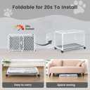 30 Inch Collapsible Dog Crate with Diamond Mesh, No-Tool Assembly Foldable Dog Kennel with 4 Lockable Wheels,Removable Tray,Portable Dog Cage for Medium/Large Dogs, Space-Saving, Indoor Outdoor Use