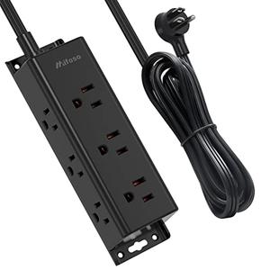 Surge Protector Power Strip - 9 Widely Spaced Multi Outlets, Wall Mount, 3 Side Outlet Extender with Extension Cord, Flat Plug, Overload Protection, Home Office Dorm Room Essentials (5FT, Black)