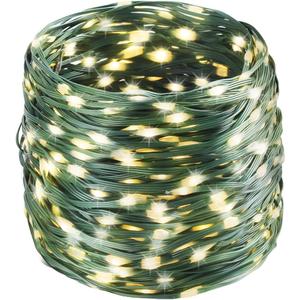 Tcamp 164 Feet 500 LED Christmas Lights, 8 Modes Christmas Tree Lights with Timer Memory Function, Green Wire Starry Fairy String Light for Xmas Tree Halloween Outdoor Indoor Decor (Warm White)