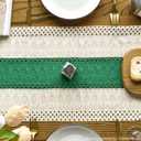 Artoid Mode Dark Green Farmhouse Rustic Table Runner, Seasonal Holiday Hollow Kitchen Dining Table Decoration for Home Party Decor 12x60 Inch