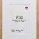 Oak Wood Picture Frames 16x20 with Mat for 11x14 - Natural Solid Wood Photo Frame Real Glass Wall Hanging