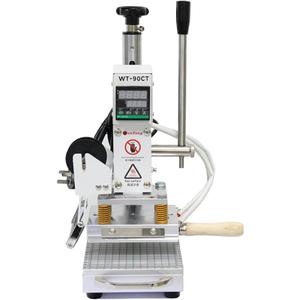 110V Hot Foil Stamping Machine 10x13cm with T-Slot & Movable Table for PVC Wood PU Leather Logo Embossing Bronzing