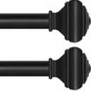 Adjustable Curtain Rods for Windows 48 to 84, USFOOK 7/8 Inch Splicing Black Curtain Rod Set of 2, Decorative Drapery Poles for Bedroom and Living Room, Square End