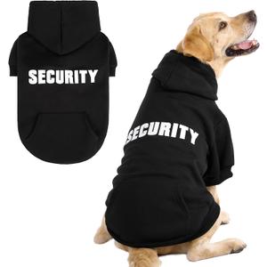 KOOLTAIL Security Dog Hoodie, Fall Puppy Sweater Clothes for Small Medium Large Dogs, Soft Warm Winter Pet Cold Weather Coats Hooded Sweatshirt with Pocket, Dog Halloween Costume for Girl Boy, Black XL
