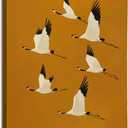 KU-DaYi Vintage Japanese Crane Wall Art Decor, Rustic Nature Japandi Flying Crane Bird Canvas Prints Pictures Framed, Japanese Bird Wall Art Prints for Home Bedroom Living Room Decor, 11x14 Inches