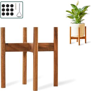 Acacia Wood Plant Stand Indoor, 10-Inch Plant Holder for Medium and Large Indoor Plants, Boho Mid-Century Style, Fits Up to 10" Pots (Pots Not Included, Fixed Width of 10 Inches)