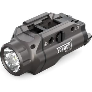 Feyachi HL-20 Pistol Light 1500 Lumen Upgrade LED Weapon Light Compact Rail Mounted Handgun Tactical Flashlight Rail Locating Keys for Picatinny, Gunmetal